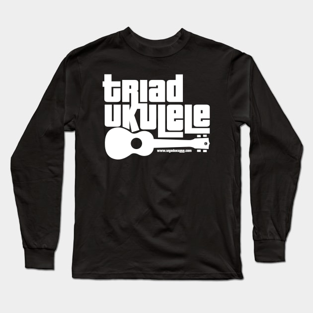 Triad Ukulele Logo White Long Sleeve T-Shirt by Sara Howard